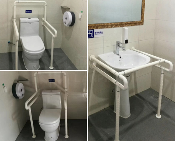 武漢漢蔡高速服務區(qū)公共廁所無障礙扶手案例【藍品盾】